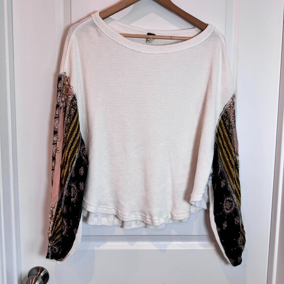 Free People We The Free Blossom Top Women XS Boho Patchwork Details Lagenlook - Picture 2 of 6